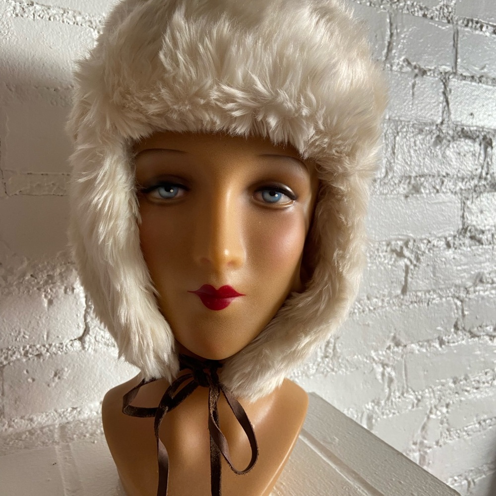 White Ushanka Faux Fur Hat Restoration Hardware